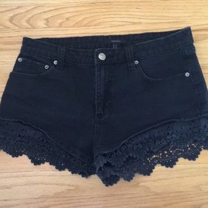 Black denim jean shorts- size 28
